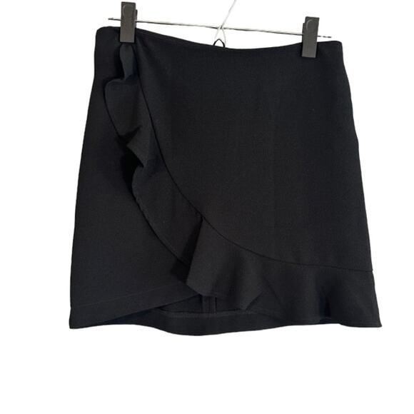 Olivaceous Black Asymmetrical Ruffle Zipper Back Mini Skirt Women Sz S - Picture 1 of 8